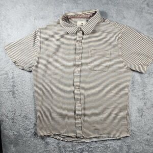 The Normal Brand Shirt Mens XL Blue Striped Textured Knit Short Sleeve Casual